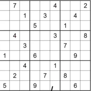 A partially completed Sudoku puzzle on a grid with numbers filled in various cells. The grid consists of 9 rows and 9 columns, some boxes contain numbers from 1 to 9, while others are empty.