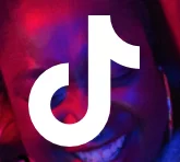 A white colored TikTok logo with colorful background