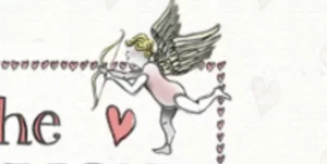 A whimsical illustration of a winged figure with a bow and arrow, depicted in light colors, surrounded by small red hearts and the word 'the' in a decorative font. This image could represent themes of love and romance, relevant for 'Disability Matches'.
