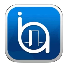 A square blue logo featuring a white stylized letter 'b' with a doorway symbol integrated into the design.