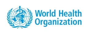 The logo of the World Health Organization (WHO), featuring a blue emblem with a globe surrounded by a snake on a staff, encircled by olive branches, alongside the text 'World Health Organization'. Relevant for promoting WHO - Better Health for People with Disabilities.