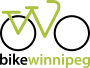 Drawing of a green and black bicycle and below, it is the title bike Winnipeg
