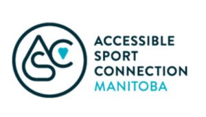 Logo of Accessible Sport Connection Manitoba, featuring the acronym 'ASC' in a stylized design with a blue heart symbol, alongside the words 'Accessible Sport Connection' in a modern font.