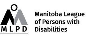Logo of the Manitoba League of Persons with Disabilities, featuring stylized figures in black and gray. The text includes 'Manitoba League of Persons with Disabilities' alongside the abbreviation 'MLPD'.