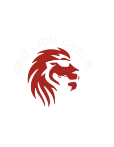 Logo of Red Lion Cycle featuring a red lion's head in profile, surrounded by the text 'RED LION CYCLE' at the top and 'WINNIPEG MANITOBA' at the bottom, all on a white background.