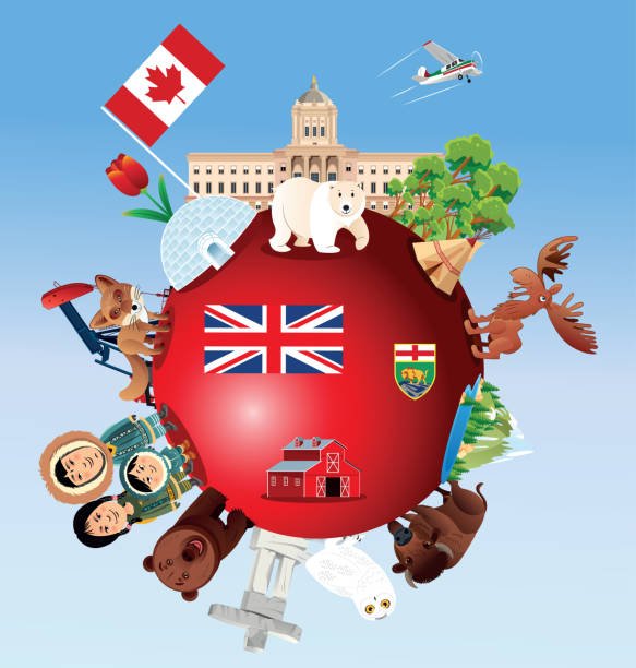 A globe featuring icons of Canada and the British Isles, illustrating their positions on the world map.