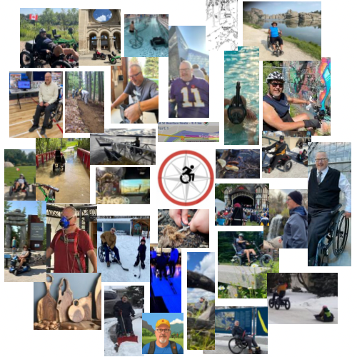 A collection of images depicting individuals in wheelchairs with various people, emphasizing unity and representation.