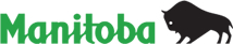 Symbol that says Manitoba green with a grassy garden of Manitoba symbol