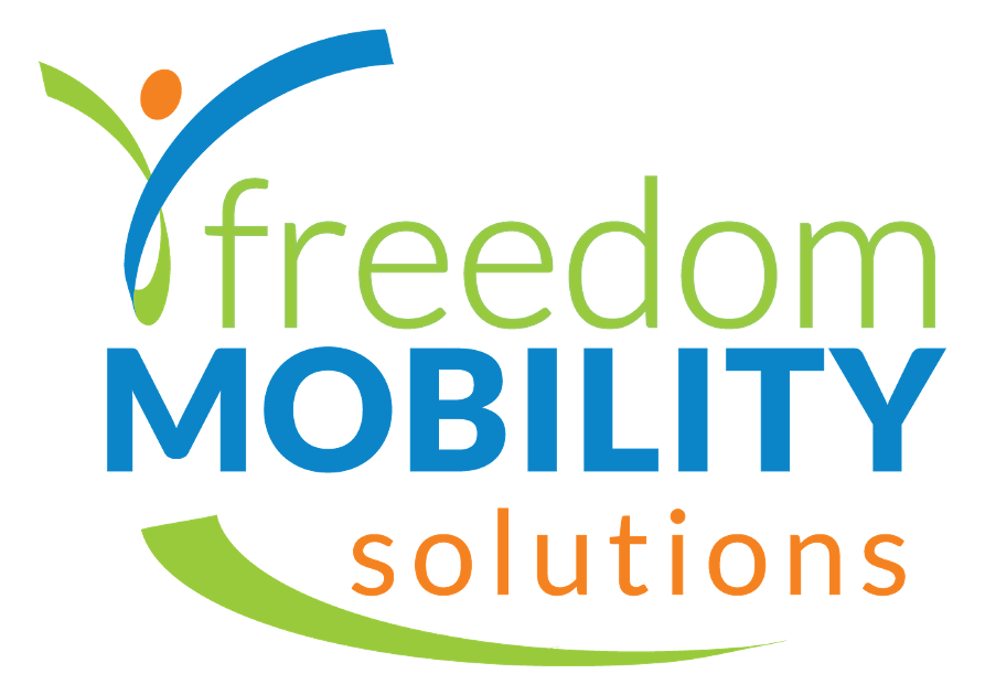 Picture shows the local freedom mobility solutions, freedom, and Lake Green mobility in blue and solutions in orange