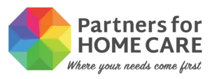 A colorful logo featuring a geometric shape with various colored segments, accompanied by the text 'Partners for HOME CARE' in bold letters.