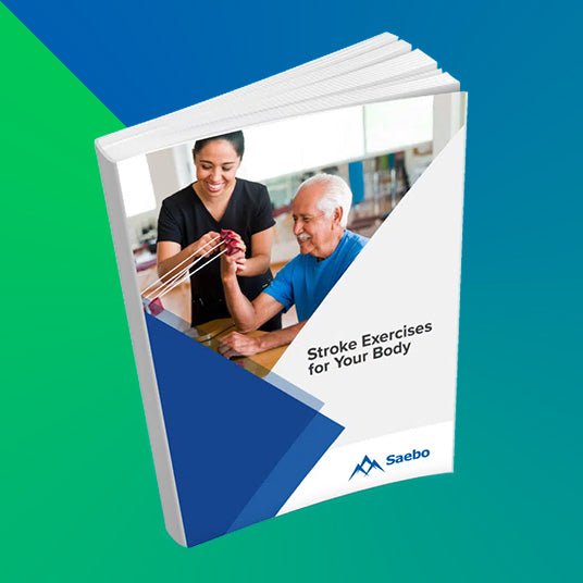 Book cover showing a healthcare aid doing rehab exercises with an elderly client